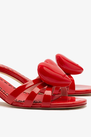 Mule Amore Couro Verniz Vermelho Sandal Larroudé