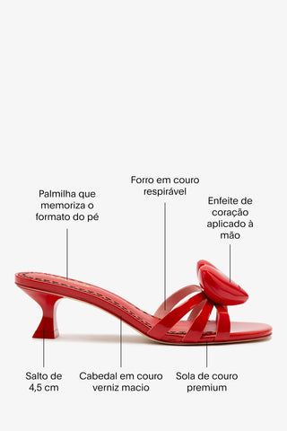 Mule Amore Couro Verniz Vermelho Sandal Larroudé