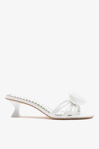 Mule Amore Couro Verniz Branco Mule Larroudé