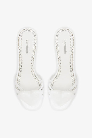 Mule Amore Couro Verniz Branco Mule Larroudé