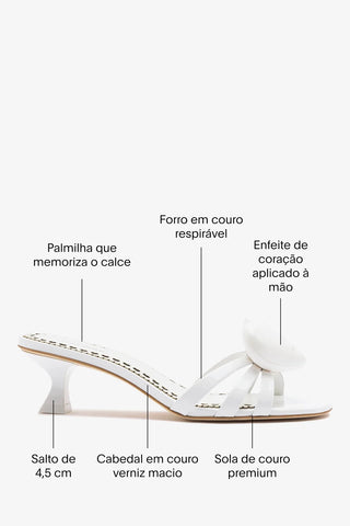 Mule Amore Couro Verniz Branco Mule Larroudé