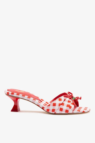 Mule Bardot Estampado Vermelho Mule Larroudé