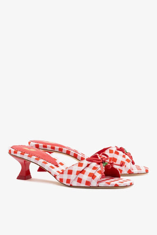 Mule Bardot Estampado Vermelho Mule Larroudé