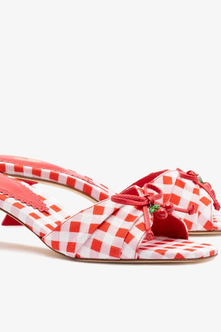 Mule Bardot Estampado Vermelho Mule Larroudé