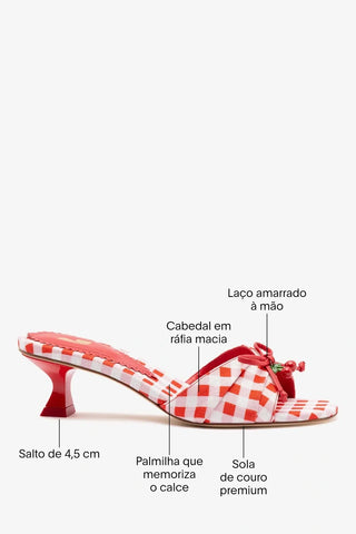 Mule Bardot Estampado Vermelho Mule Larroudé