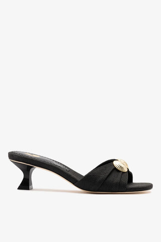 Mule Coquile Ráfia Preto Mule Larroudé