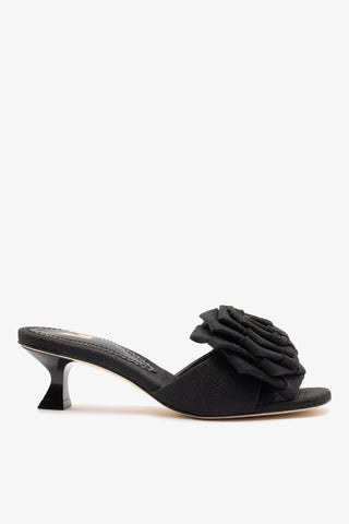Mule Scarlet Low Ráfia Preto Sandal Larroudé