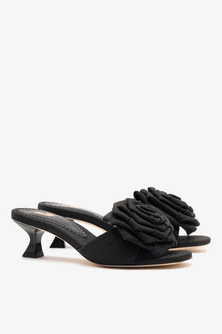 Mule Scarlet Low Ráfia Preto Sandal Larroudé