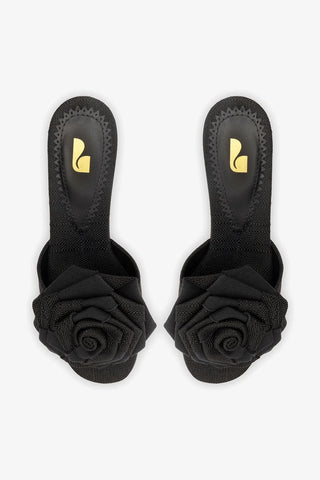 Mule Scarlet Low Ráfia Preto Sandal Larroudé