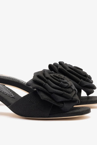 Mule Scarlet Low Ráfia Preto Sandal Larroudé