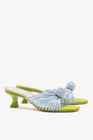 Mule Valerie Cetim Azul e Verde Mule Larroudé