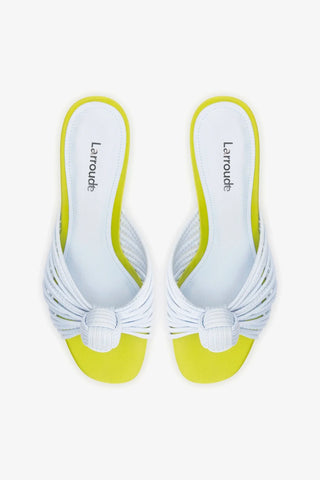 Mule Valerie Cetim Azul e Verde Mule Larroudé