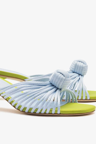 Mule Valerie Cetim Azul e Verde Mule Larroudé