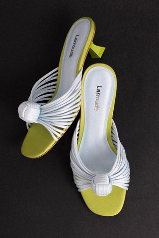 Mule Valerie Cetim Azul e Verde Mule Larroudé