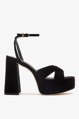 Sandália Plataforma Dolly X Camurça Preto Sandal Larroudé