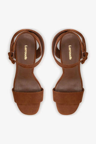 Sandália Plataforma Dolly Camurça Marrom Sandal Larroudé