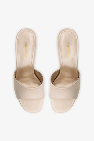Mule Plataforma Dolly Couro Champagne Mule Larroudé