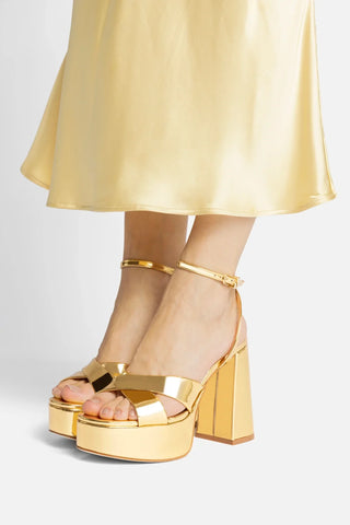 Sandália Plataforma Dolly X Espelhado Dourado Sandal Larroudé