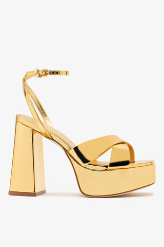 Sandália Plataforma Dolly X Espelhado Dourado Sandal Larroudé