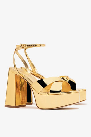 Sandália Plataforma Dolly X Espelhado Dourado Sandal Larroudé