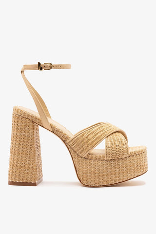 Sandália Plataforma Dolly X Ráfia Natural Sandal Larroudé