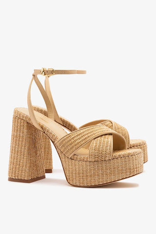 Sandália Plataforma Dolly X Ráfia Natural Sandal Larroudé