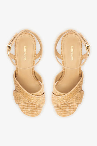 Sandália Plataforma Dolly X Ráfia Natural Sandal Larroudé