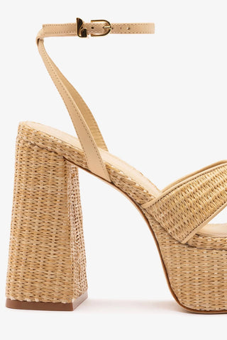 Sandália Plataforma Dolly X Ráfia Natural Sandal Larroudé