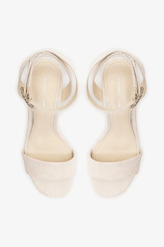 Larroudé x Markarian: Sandália Plataforma Dolly Renda Branco Sandal Larroudé x Markarian