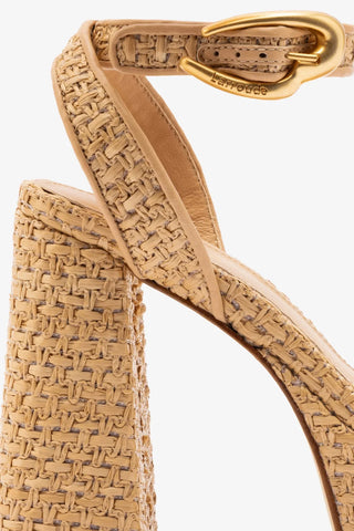 Sandália Dolly Verona Ráfia Natural e Couro Bege Sandal Larroudé