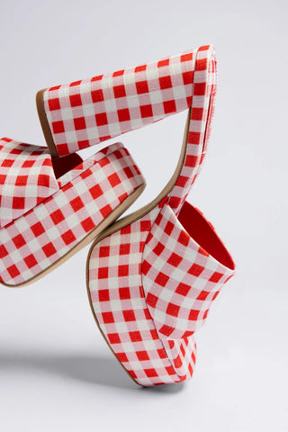 Mule Plataforma Dolly Estampado Vermelho Mule Larroudé