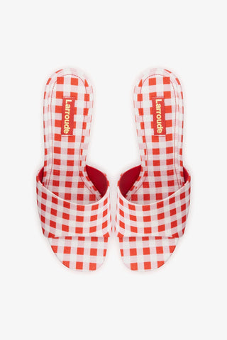 Mule Plataforma Dolly Estampado Vermelho Mule Larroudé