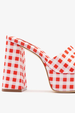 Mule Plataforma Dolly Estampado Vermelho Mule Larroudé