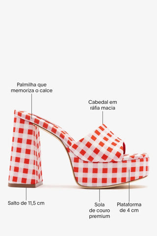 Mule Plataforma Dolly Estampado Vermelho Mule Larroudé