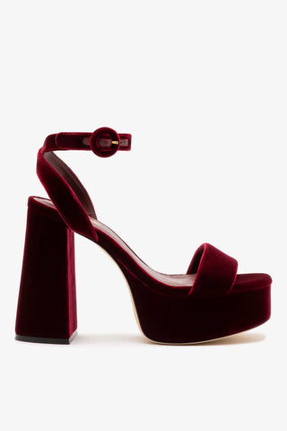 Sandália Dolly Veludo Vinho Sandal Larroudé