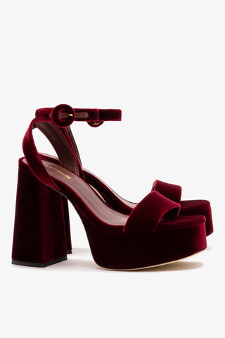 Sandália Dolly Veludo Vinho Sandal Larroudé