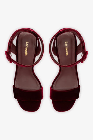 Sandália Dolly Veludo Vinho Sandal Larroudé