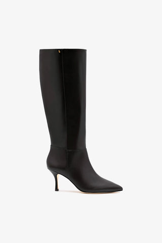 Bota Kate Mid Couro Preto Boot Larroudé