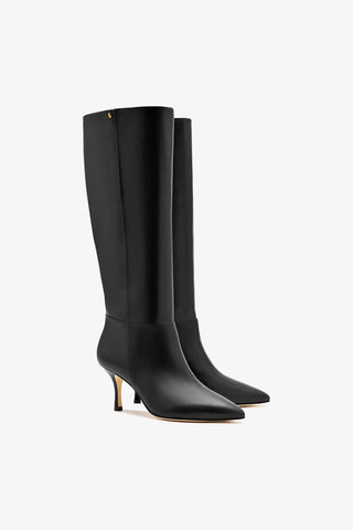 Bota Kate Mid Couro Preto Boot Larroudé