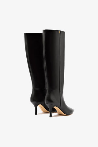 Bota Kate Mid Couro Preto Boot Larroudé