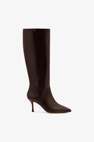 Bota Kate Mid Couro Marrom Boot Larroudé