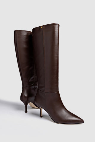 Bota Kate Mid Couro Marrom Boot Larroudé