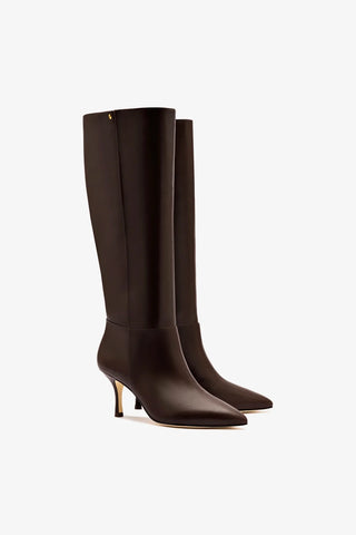 Bota Kate Mid Couro Marrom Boot Larroudé