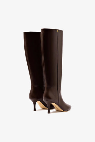 Bota Kate Mid Couro Marrom Boot Larroudé