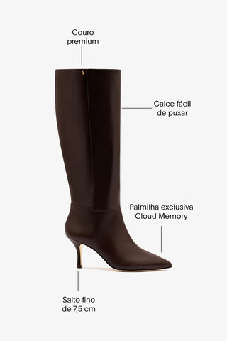 Bota Kate Mid Couro Marrom Boot Larroudé