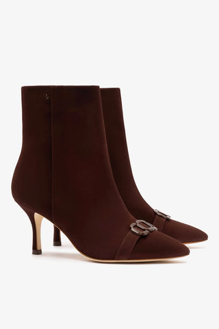 Bota Kate Mini Camurça Marrom Boot Larroudé
