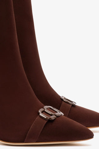 Bota Kate Mini Camurça Marrom Boot Larroudé