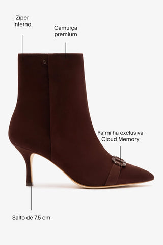 Bota Kate Mini Camurça Marrom Boot Larroudé