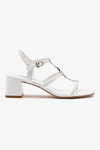 Hana Block In White Patent Leather Sandal Larroudé