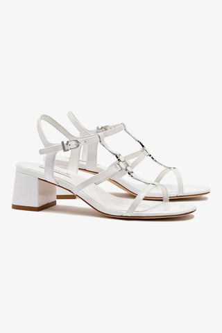 Hana Block In White Patent Leather Sandal Larroudé